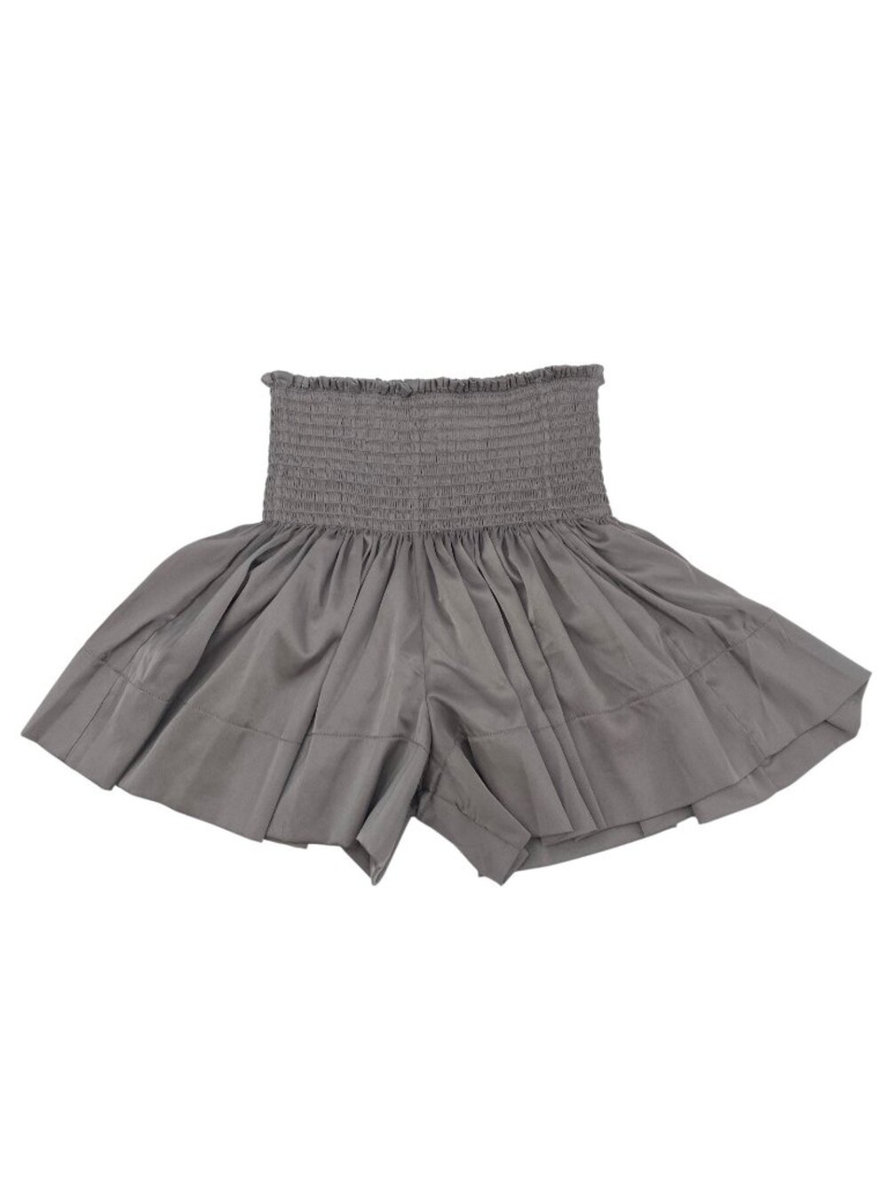 Natural Life Daisy Skort Shorts Satin Smocked Silver Grey XS